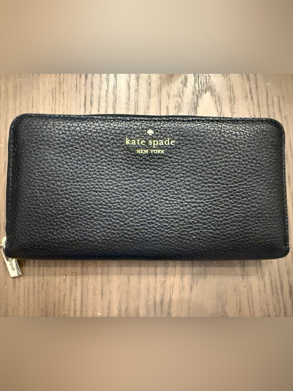 kate spade black pebbled leather wallet